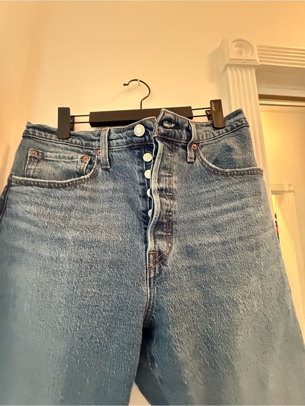 Levi's High-Rise Faded Blue Button-Fly Jeans
